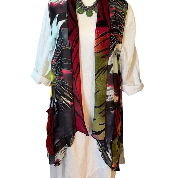 Lee Andersen Tops - Lee Andersen Open Front Colorful Tunic Vest Art to Wear Small but Runs Larger
